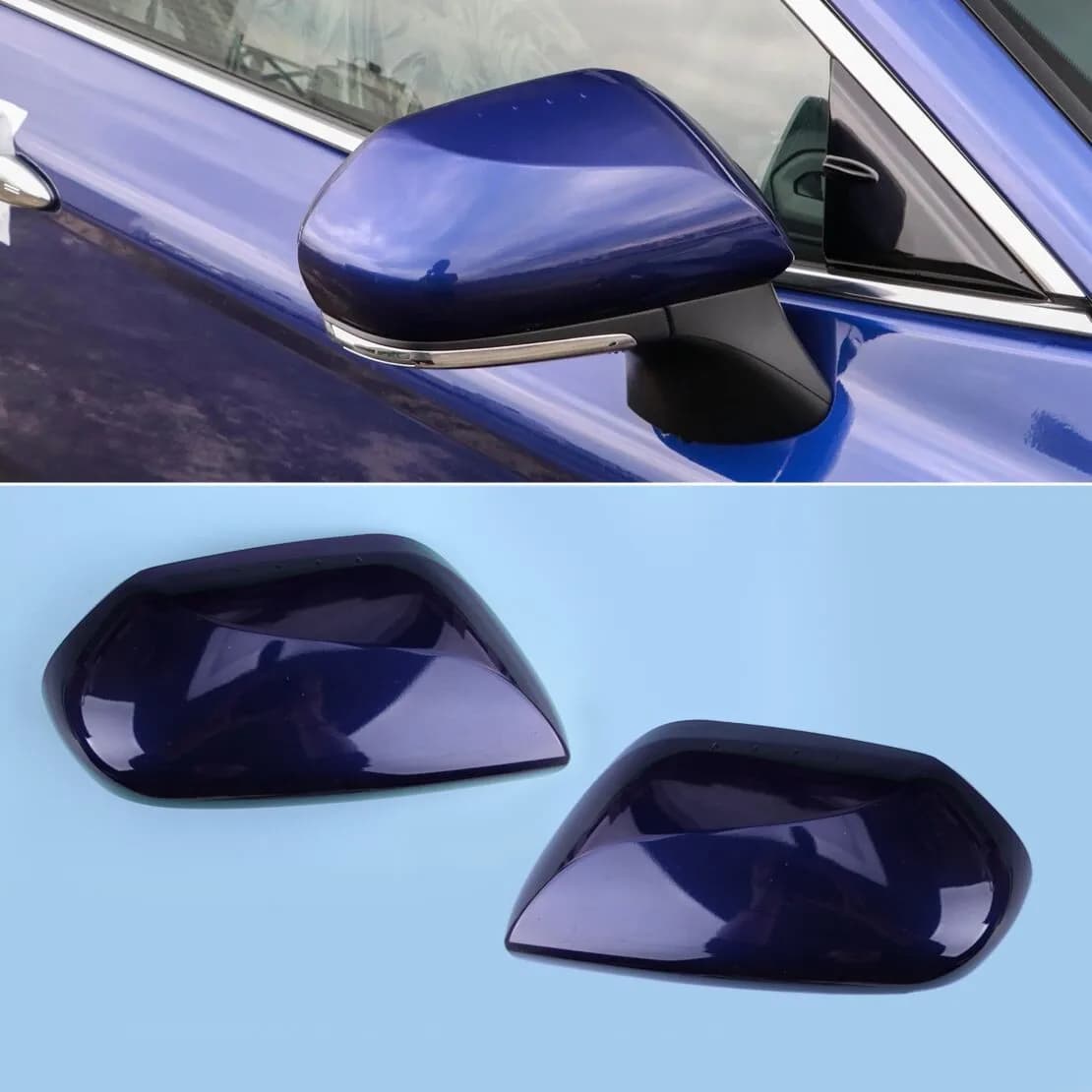 1 Pair Blue Outside Left & Right Rearview Mirror Cover Cap Replacement Fit For Toyota Camry 2018 2019 2020 2021 2022 2023