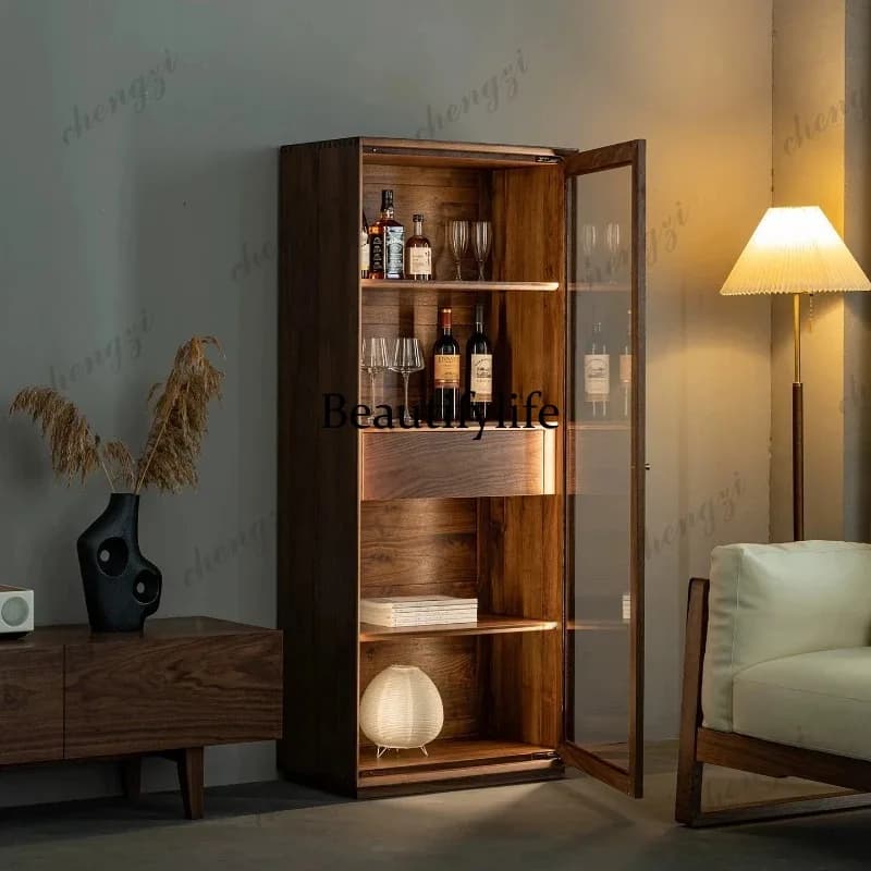 0776 Large Wood Beauty Display Cabinet Luxury Glass Nordic Storage Living Room Cabinets Hotel Organizer Armario Multiuso