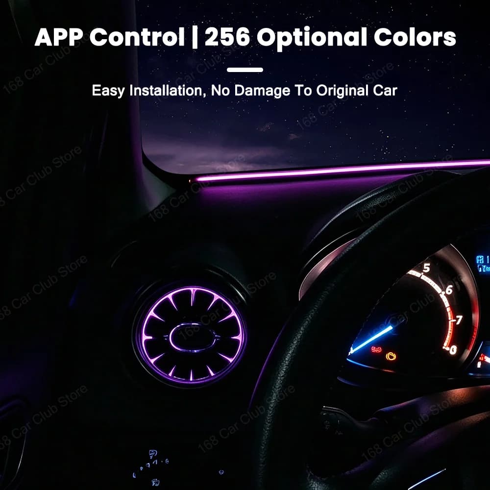 LED Mobile Control 256 Color Turbo Vent Ambient Light For Ford Fiesta 2009-2014 Car Lnterior Modification Accessories
