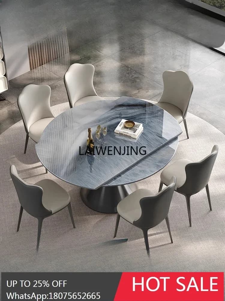 MJY natural retractable new household high-end light luxury high-end marble dining table