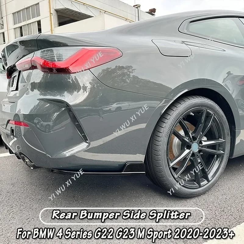 For BMW G22 G23 M Sport 2020-2023 Car Rear Bumper Side Lip Spoiler Splitter Rear Bumper Side Skirt Spoiler Car Wings Splitter