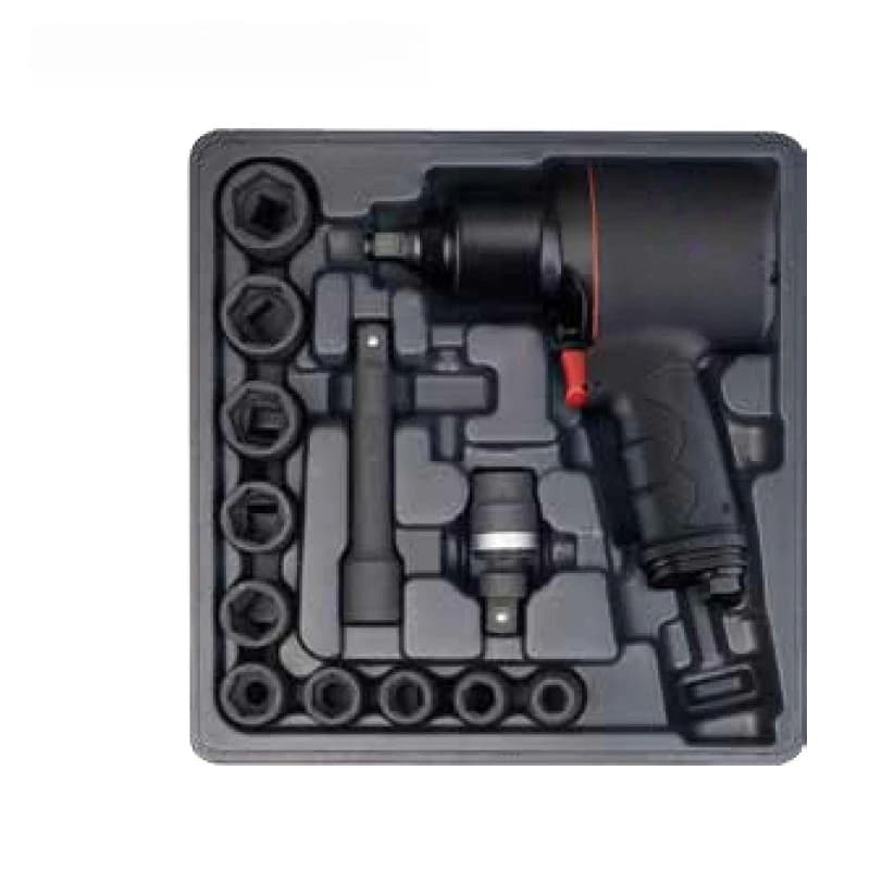 Pneumatic impact wrench, a set of double hammer short shafts and sleeves