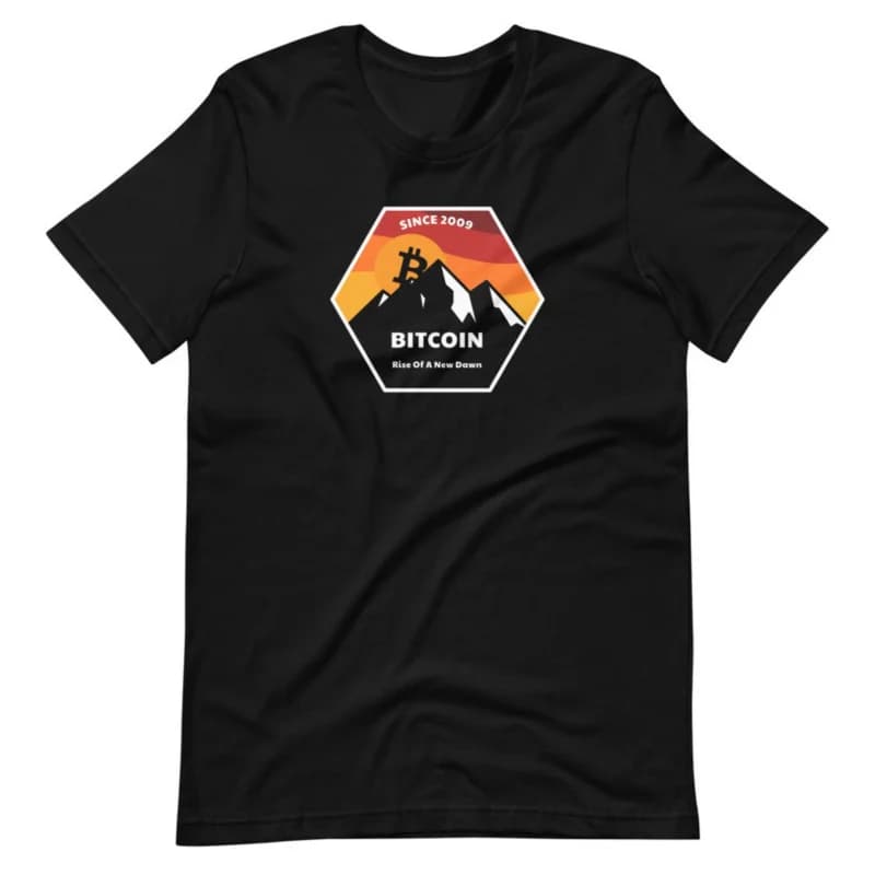 Rise Of A New Dawn Gift t shirt for Crypto Traders BTC Fan Bitcoin Symbol tee 100% cotton printed Graphic clothes All size tops