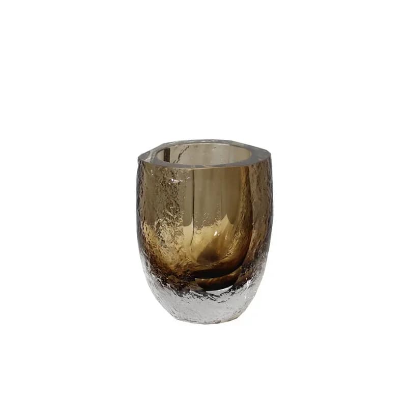 U2  Glass Vase Hammer Cut Brown Glazed Vase Decorative Handicraft Ornaments Flower Arrangement Terrarium  Decoration Accessories
