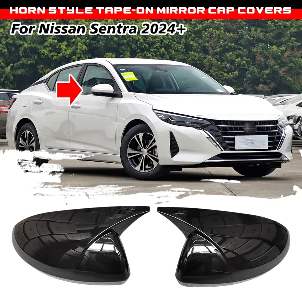 1 Pair For Nissan Sentra Facelift 2024+ Mirror Cover Rearview Side Mirror Cover Wing Cap Exterior Rear View Trim