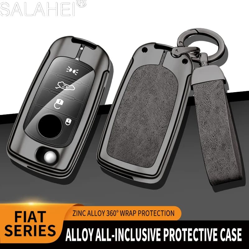 Zinc Alloy Leather Car Remote Key Fob Case Cover For Fait Stilo Siena Punto Tipo Argo Abarth Doblo 500X Protector Accessories