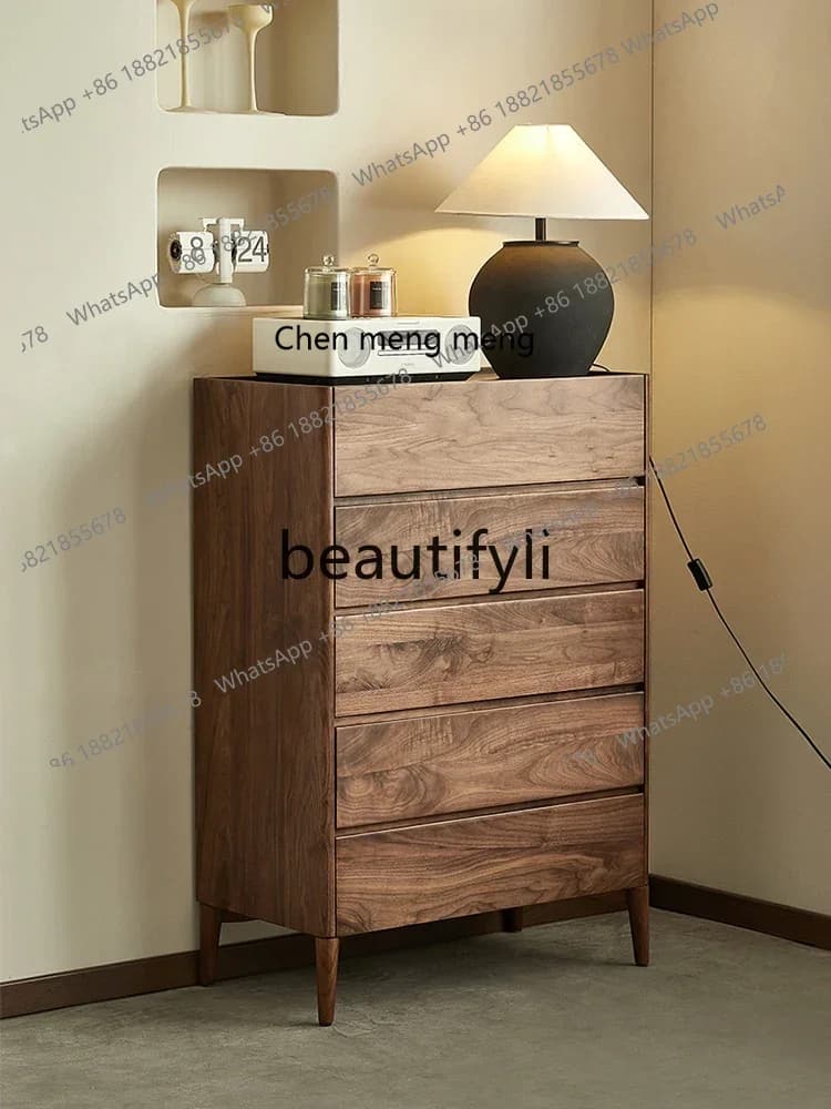M178 North American black walnut chest of drawers Nordic simple storage locker living room solid wood