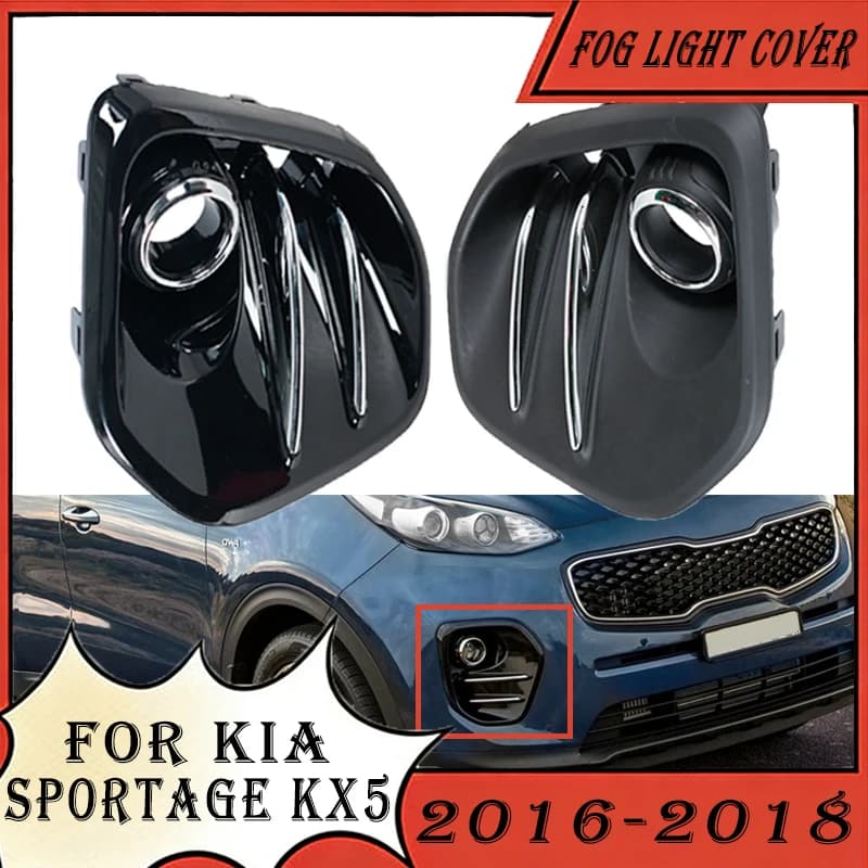 Car Front Bumper Fog Light Cover Frame Matte/Bright Black Fog Light Lamp Cover For KIA Sportage KX5 2016 2017 2018 86528-F1000