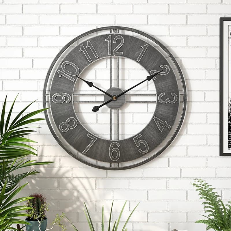 Nordic 3D Large Wall Clocks Roman Numerals Retro Round Metal Iron Accurate Silent Modern Hanging Ornament Living Room Decoratio