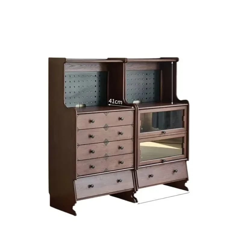 HYS Solid wood dining side cabinet, bedroom storage, chest cabinet, glass door display