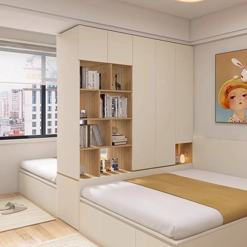One room becomes two rooms, partitioned bedside tables, bedroom tatami bedside tables, integrated without interfering