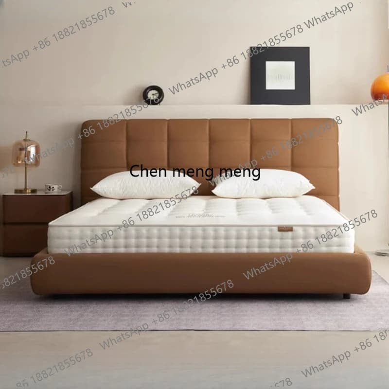 Luxury Double Bed Modern Leather Headboard King Size Wood Queen Frame Bed Twin Modern Aesthetic Bedroom Furniture