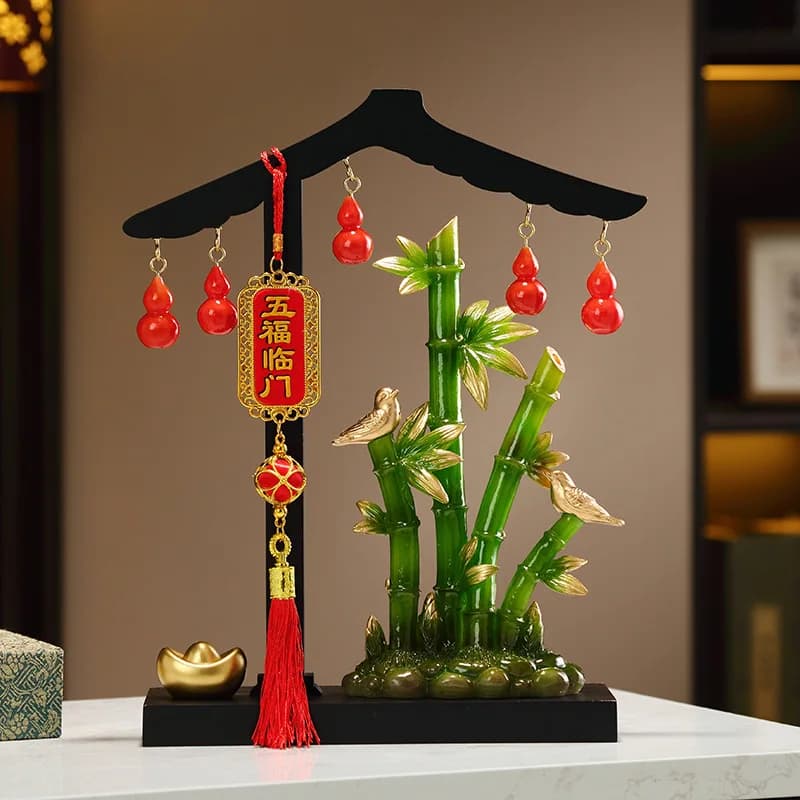 Creative imitation jade rising ornaments, home living room entrance jewelry, housewarming gifts, five blessings