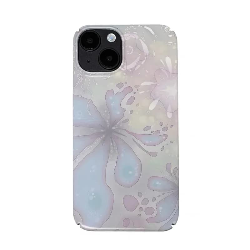 Ins Purple Water Flower Wind Phone Case for IPhone 16E 15 14 13 Pro Max 12 11 Pro Back Cover X XS MAX XR 7 8 PLUS SE 2020 Funda