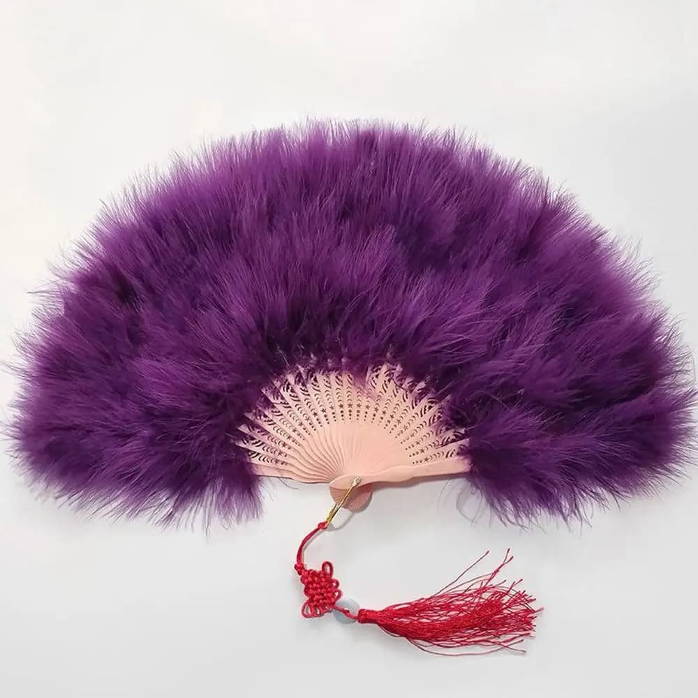 Chinese Handheld Feather Fan Colorful Traditional Show Dance Fan with Tassels Elegant Cosplay Props Fan