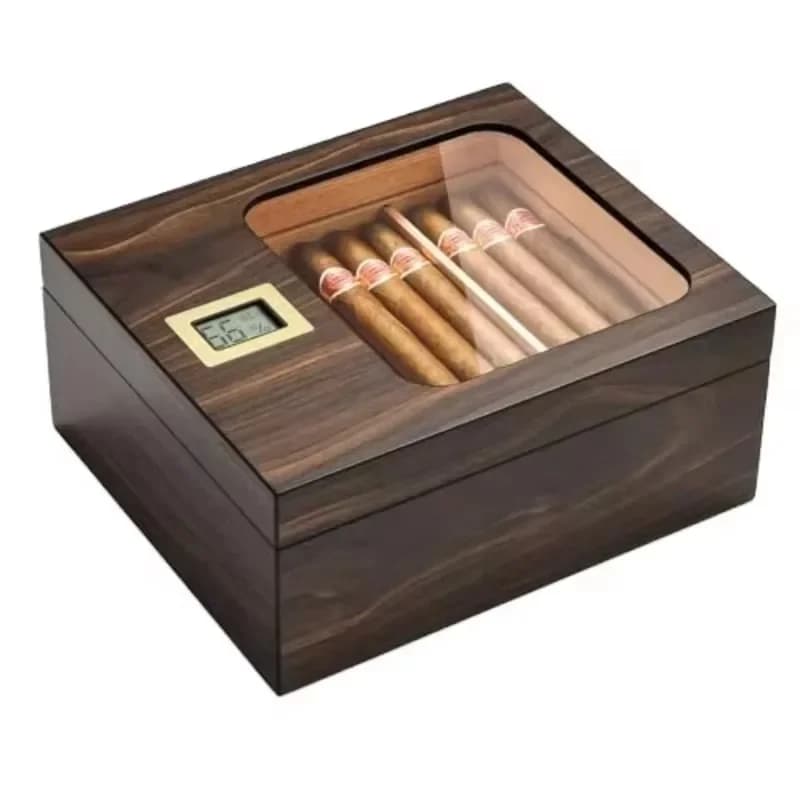 Handmade Portable Cedar Wood Cigar Moisturizer with Electronic Hygrometer