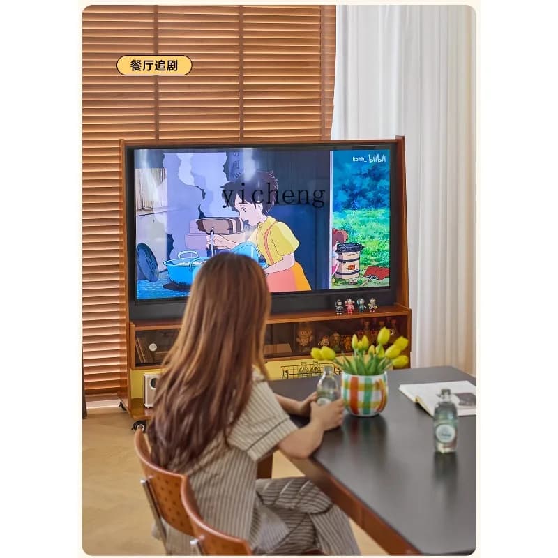 GZ-26   Home Small Apartment Living Room TV Storage Cabinet Integrated Movable Solid Wood TV Stand