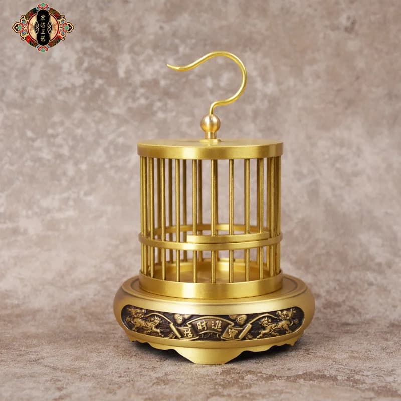 All-brass birdcage, brass hand-held ornament, birdcage decoration, brass ornament