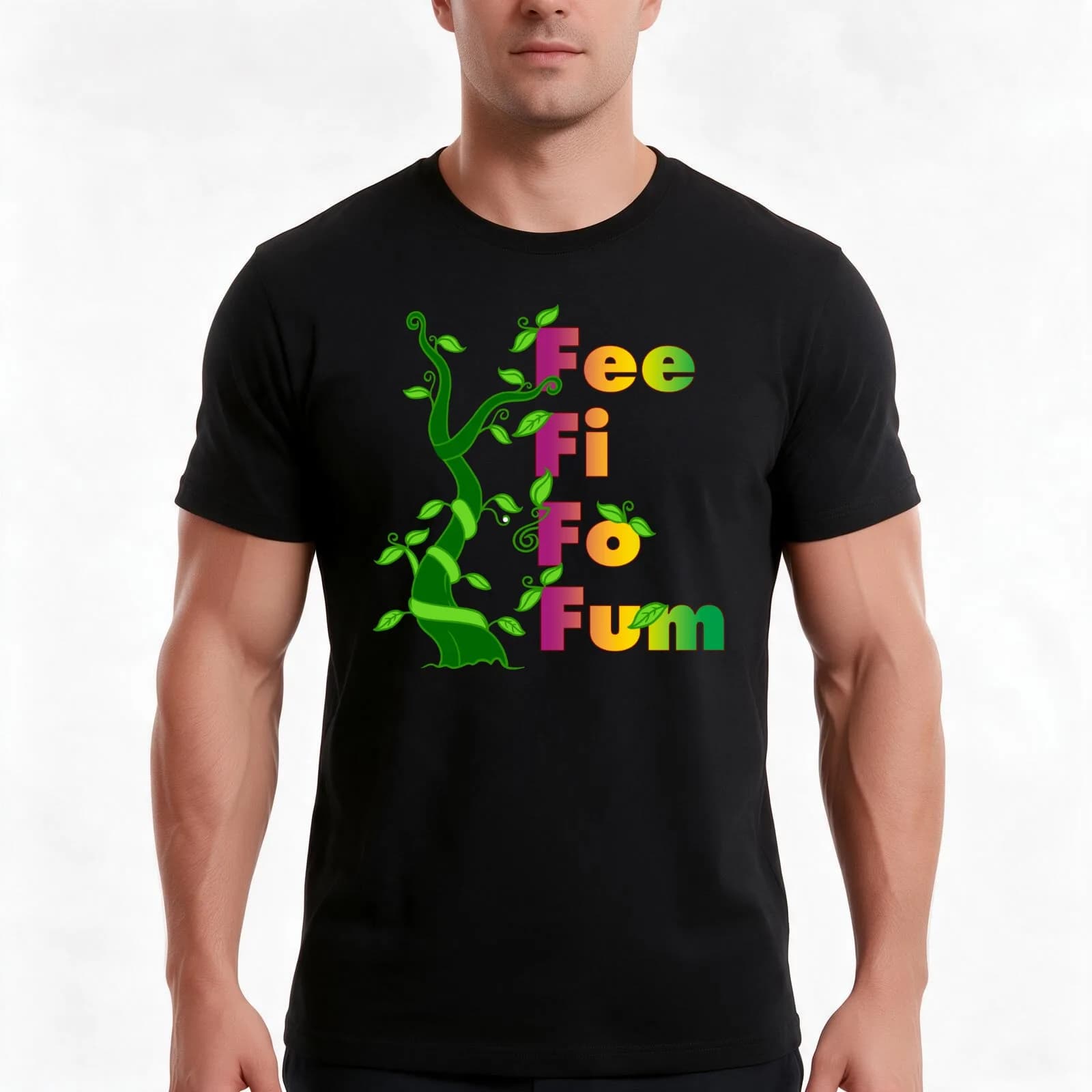 Fee Fi Fo Fum T-Shirt, Summer Casual Cotton Tee, Oversized Streetwear Tops, Vintage Graphic Print, Loose Fit Short Sleeve