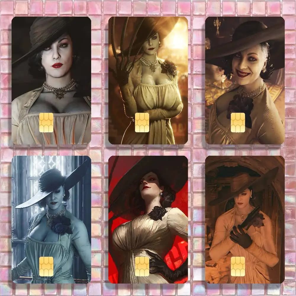 A-Alcina D-Dimitrescu Bank Transit Card Skin Sticker Printed Resistant 4 Styles A Set 54mmx 85mm With Chip Window