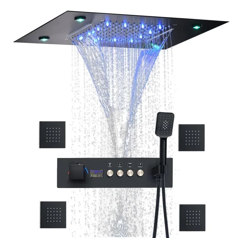 Digital display all-copper shower set Wall-mounted concealed shower full set