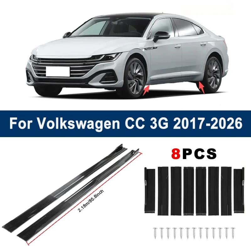 2.18m Sectional Side Skirt Extension Lips For Volkswagen VW  CC 3G 2017-2026 - Racing Side Spoiler Car Modified Body Kit