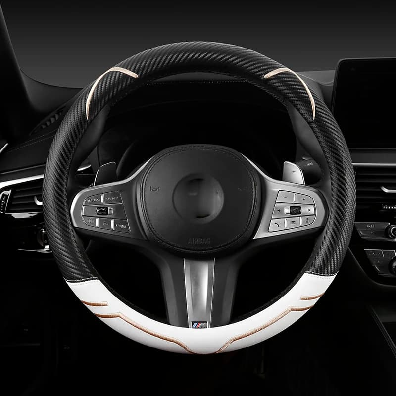 Carbon Fibre Leather Car Steering Wheel Cover 38cm For BMW X1 X2 X3 X4 E84 F84 F39 E83 F25 G01 F97 F26 G02 F98 Auto Accessories