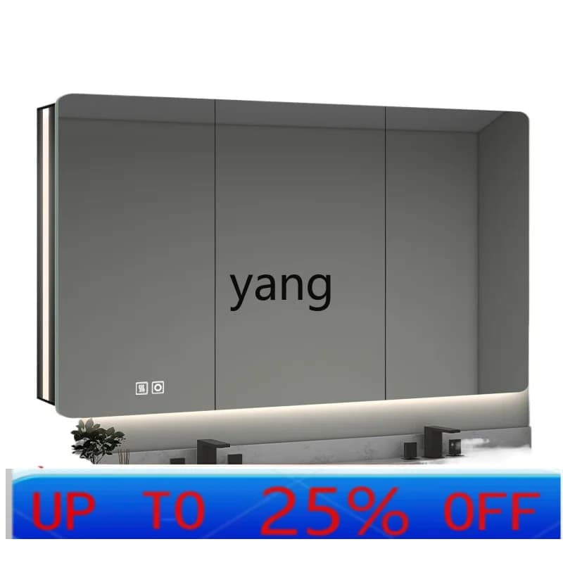 lhh smart bathroom mirror cabinet wall-mounted washstand aluminum alloy space aluminum mirror cabinet alone