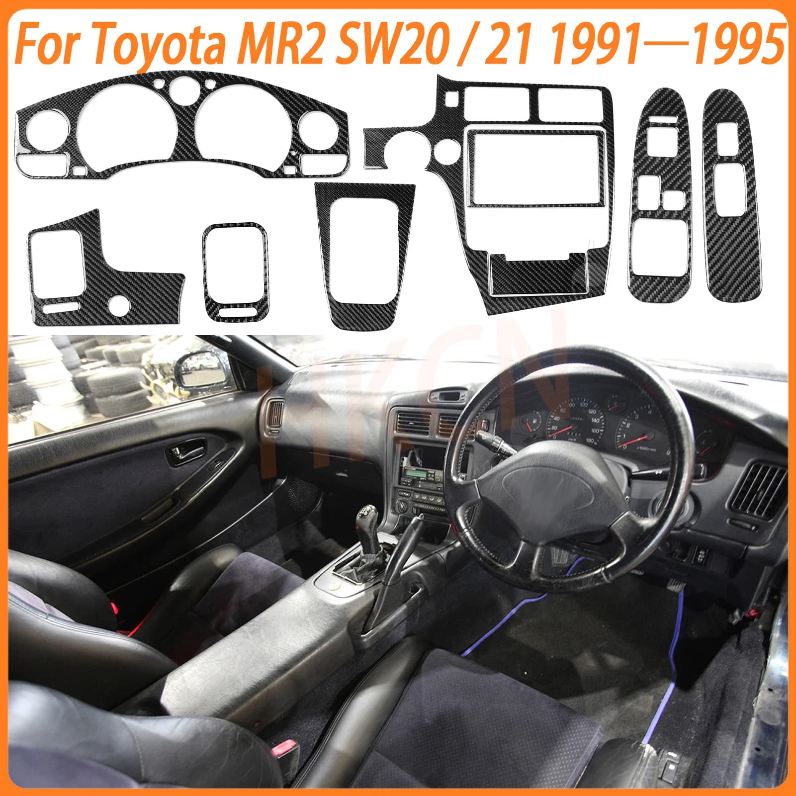 Protective Carbon Fiber Sticker For Toyota MR2 SW20 21 1991-1995 Car Accessories Gear Shift Console CD Panel Window Lift Control