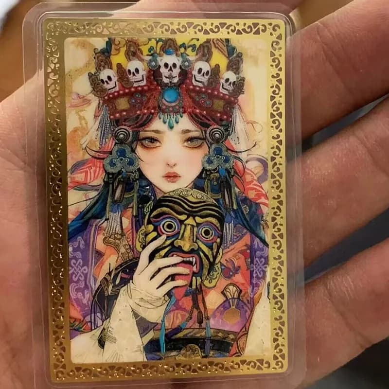 New Tibetan Painted Palden Lhamo Card Half Face Design Portable Wealth Card