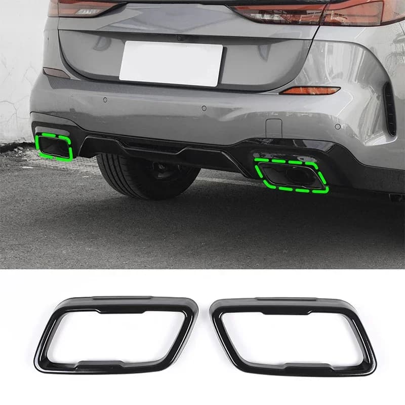 2pcs Black Stainless Steel Car Exhaust Pipe Cover Trim For BMW 2 Series F44 2020-2023 Car Accessories