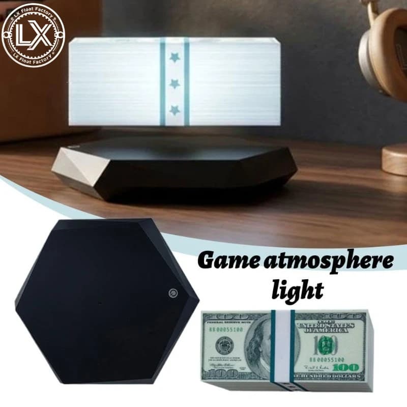 Floating Money Lamp for Fans 360° Rotating Light Levitating Dollar Lamp for Game Room Office Man Decor Unique Gift for Gamers