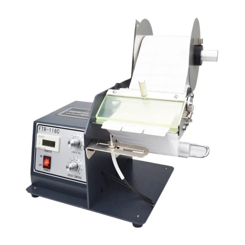 Transparent self-adhesive label separator, label stripping machine, barcode stripping machine