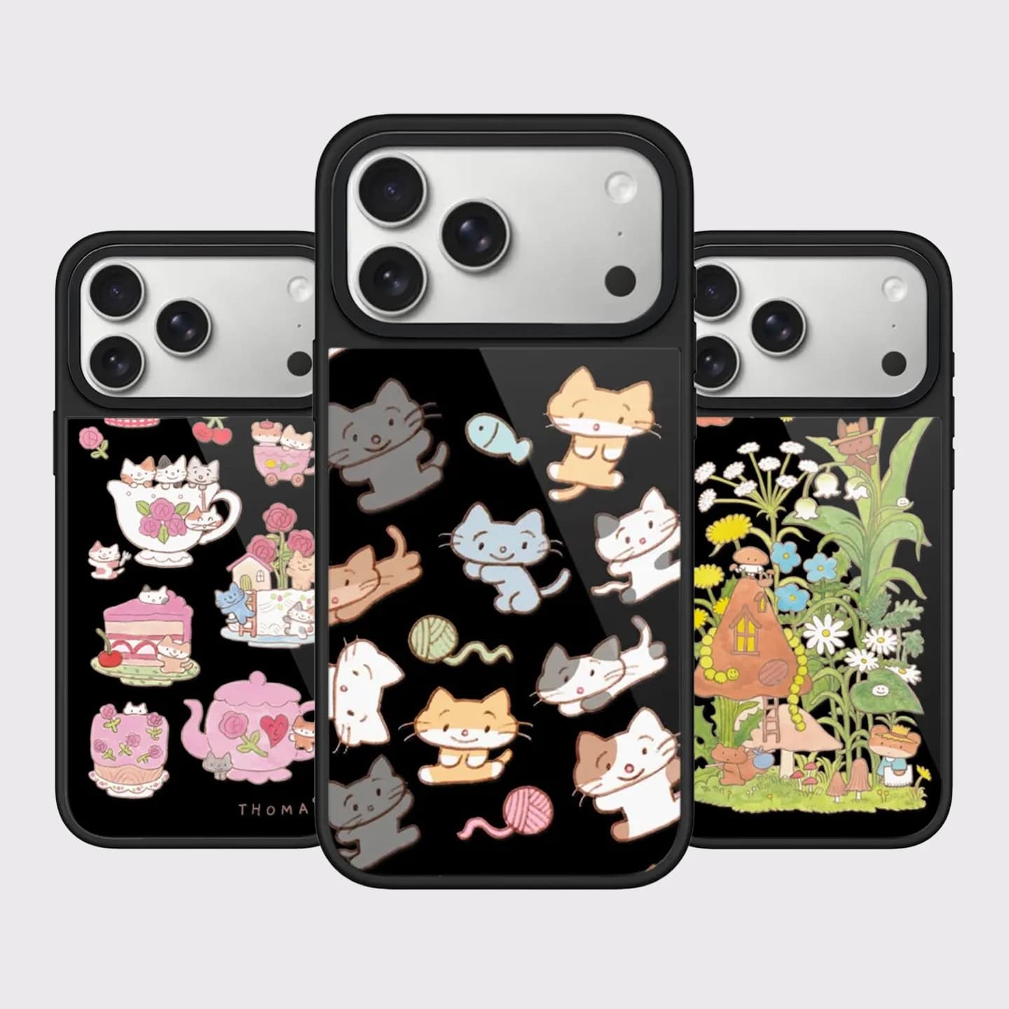 Cartoon Puppies Teapot Black Mirror Surface Magnetic Phone Case Cover for IPhone 13 14 15 16 17 Pro Max Case for IPhone 17 Air