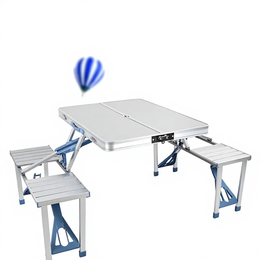 Factory Direct Supply Portable All-in-one Folding Table Chair Set Glamping Style Outdoor Camping Aluminum Alloy