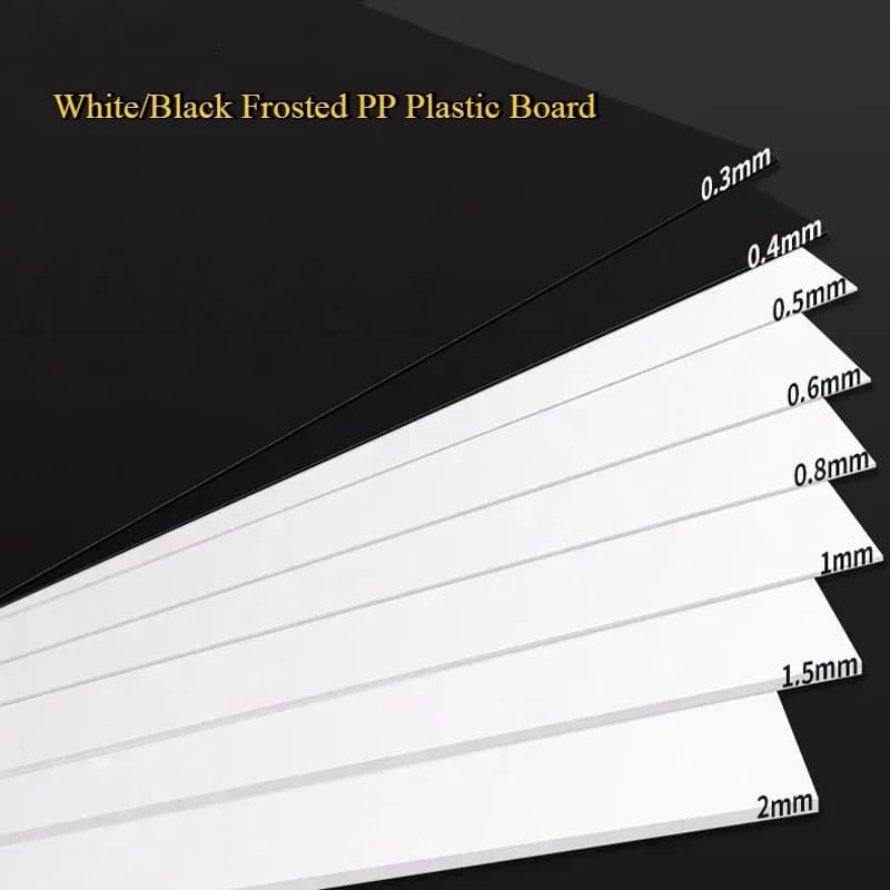 White Black Frosted PP Plastic Board Thickness 0.3 0.4 0.5 0.6 0.8 1 1.5 2mm 100x200mm Sheet DIY Plastic Board