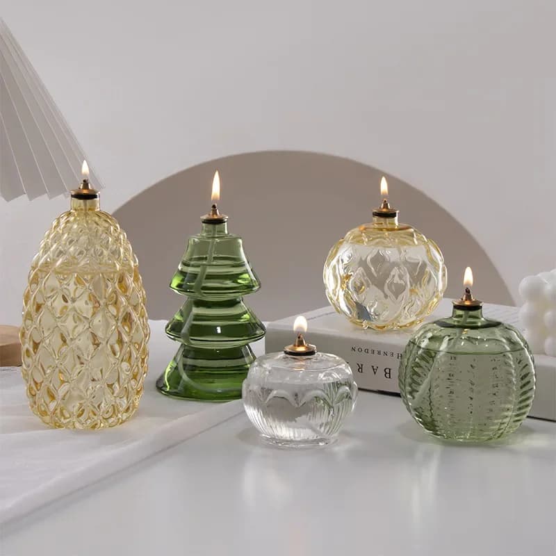 Creative Glass Christmas Tree Candle Holder Room Decoration Candle Holder Home Furnishing HomeDesktop Smoke Free Crispy Oil Lamp