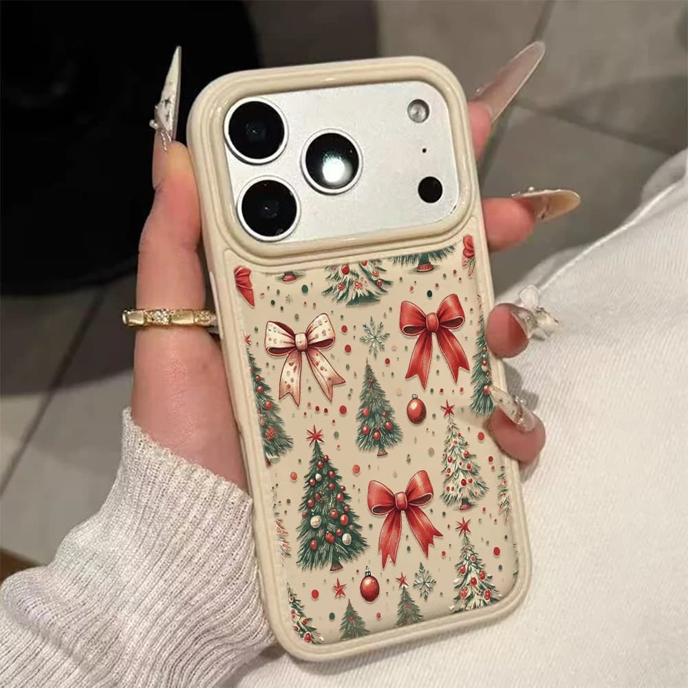 Shockproof Soft Christmas Tree Snowman Phone Case For iPhone 17 Air 16 15 14 Plus 13 12 11 Pro Max Leather Silicone Phone Cover