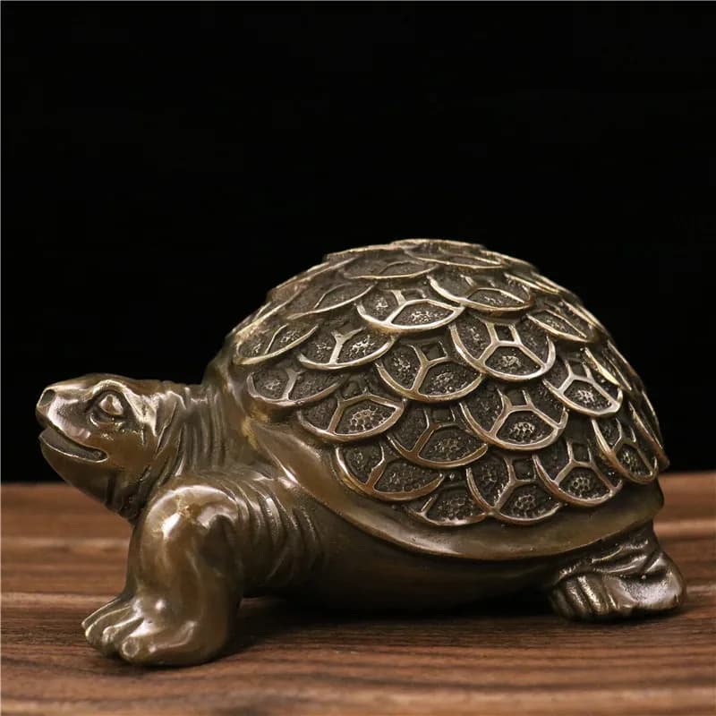Copper Money Fortune Turtle Ornament for Desktop, Shop, Wine Cabinet, Living Room, Entryway Decoration, Hotel and Res