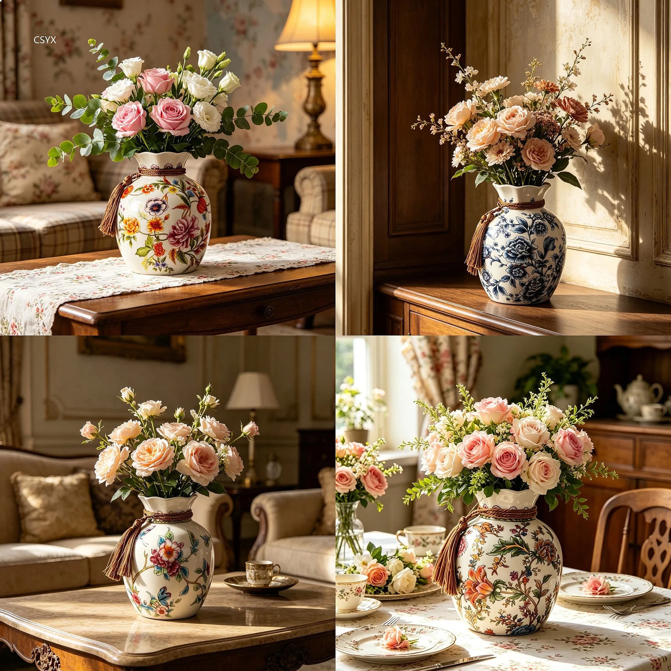 American Ceramic Vase High-End Creative New Chinese Style Living Room Table Desktop Small Vase Decoration