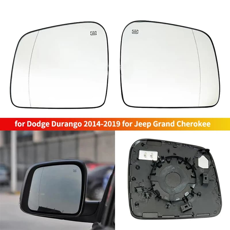 UXCELL Car Rearview White Mirror Glass Replacement With Back Heated for Dodge Durango 2014-2019 for Jeep Grand Cherokee