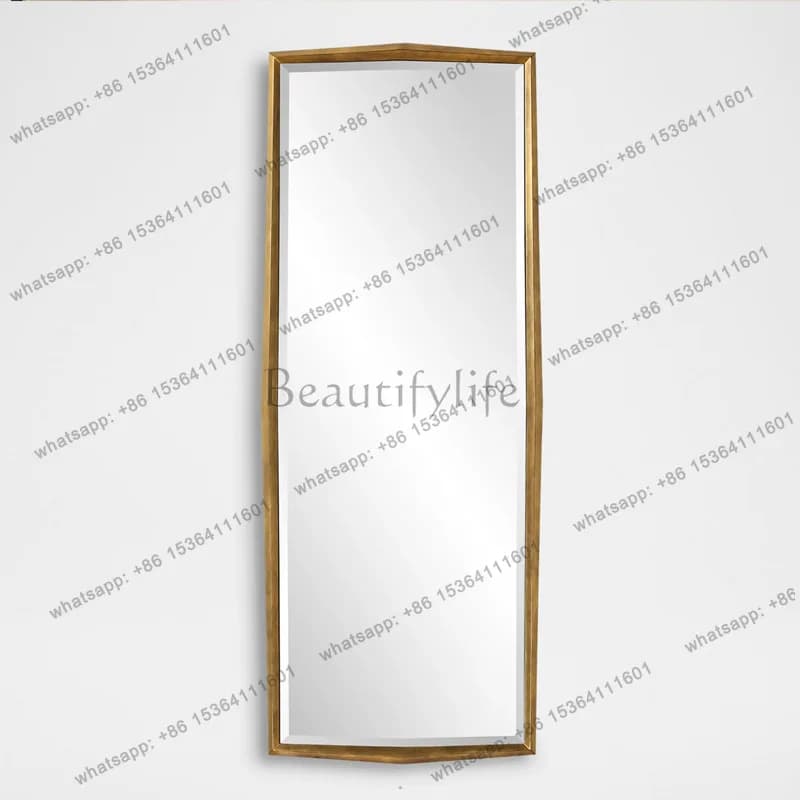 French medieval wall-mounted mirror light luxury art style full-body mirror home living room
