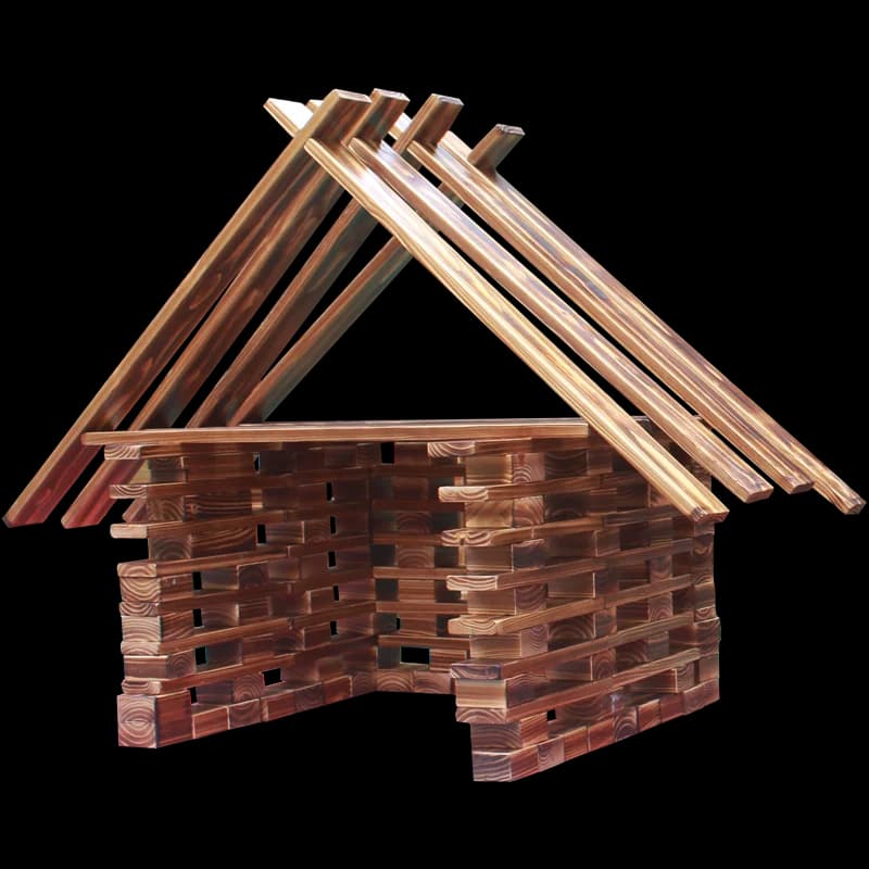 Super large outdoor carbonized large building block charcoal burning construction area material construction solid wood