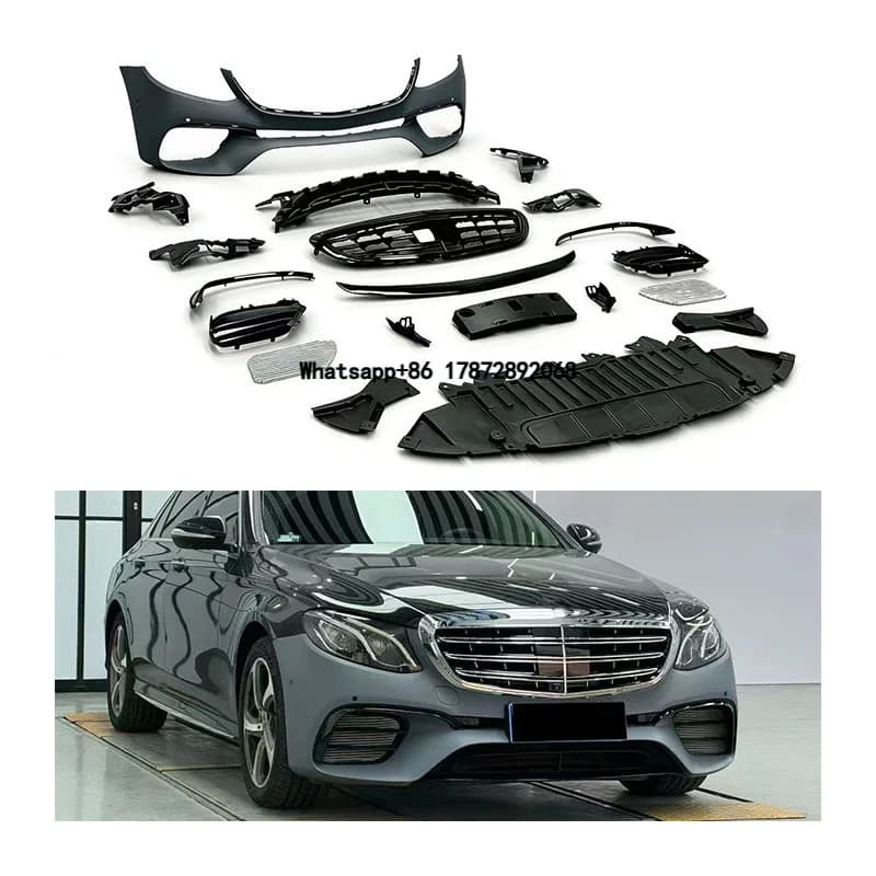 For W213 E200 E300 E250 2016-2020 Body Kit Upgrade Style Front Bumper Assembly Grille Body Kit