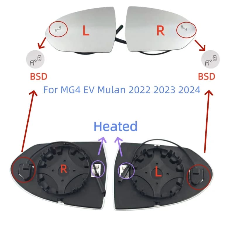 For MG4 EV Mulan 2022 2023 2024 Car Exterior Side Rearview Mirror Lens Side Mirror Glass Lens With Heated Blind Spot