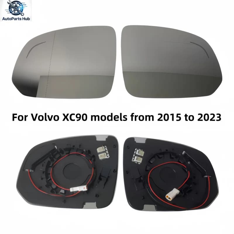 Rearview mirror lens glass with blind spot monitoring and heating function, suitable for Volvo XC90 models from 2015 to 2023