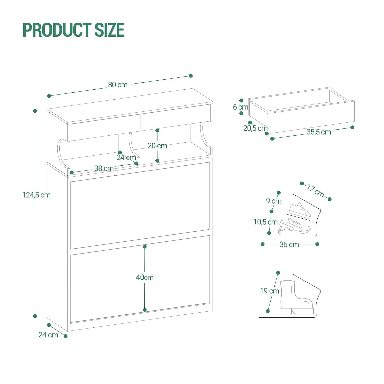 Shoe Cabinet, Narrow Hidden Shoe Storage Cabinet for Entryway