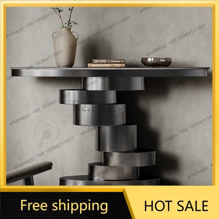 LS light luxury rock slab entrance table stainless steel Nordic simple modern entry door corridor table