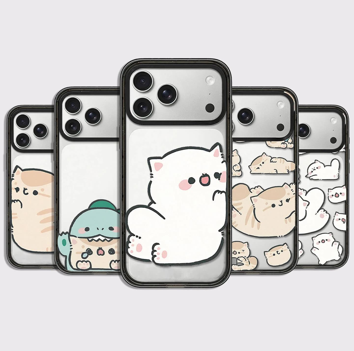 Brown White Couple Cats Acrylic Black Border Magnetic Phone Cover for IPhone 12 13 14 15 16 17 Pro Max Case for IPhone 17 Air