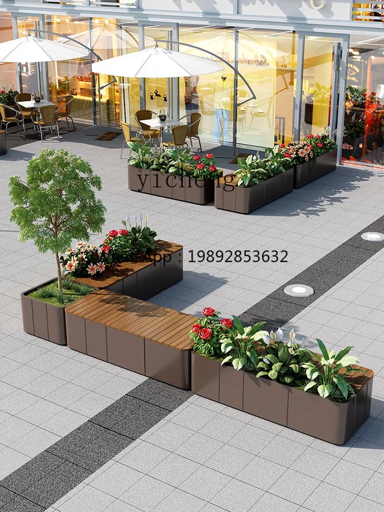 ZZ Outdoor Stainless Steel Flower Box Stool Combination Sales Department Rest Seat